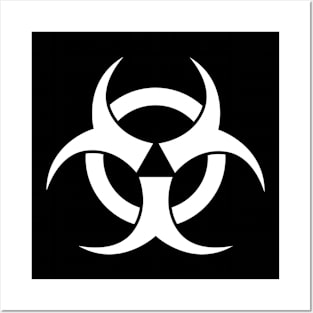 white radioactive symbol Posters and Art